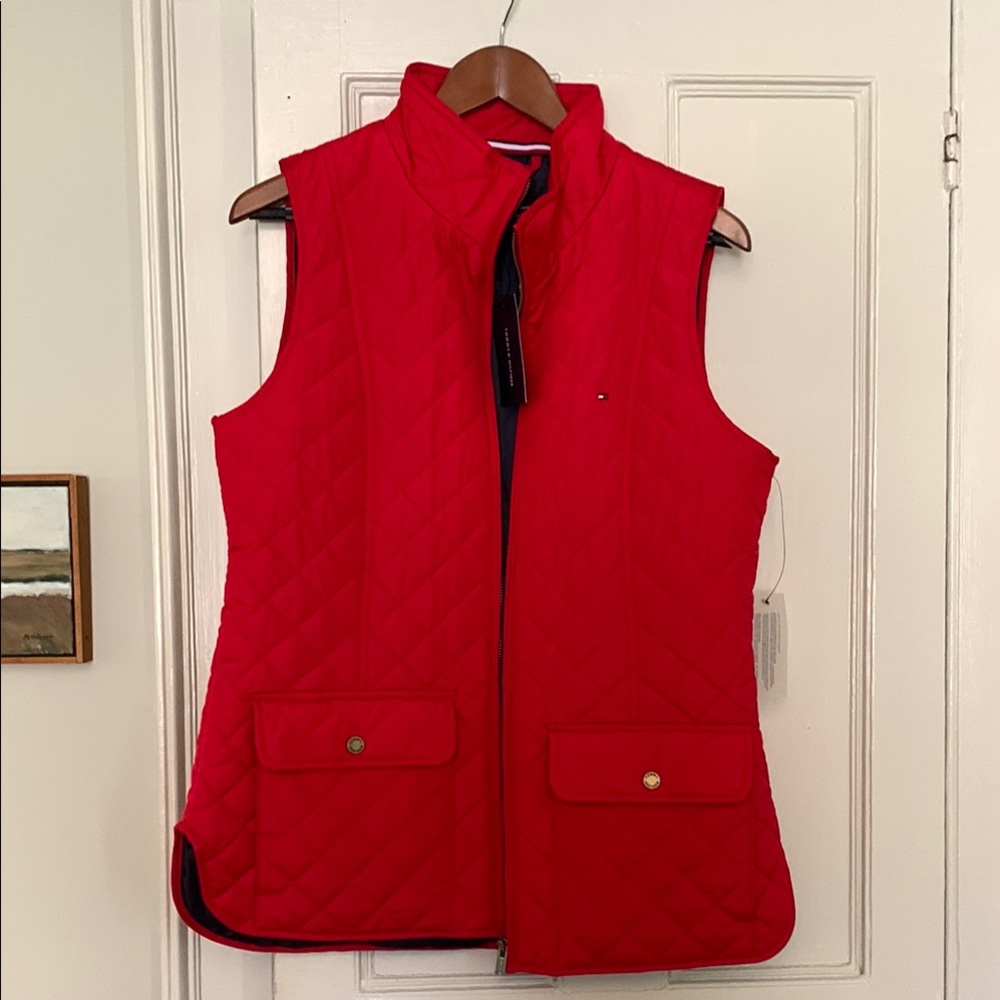 Tommy Hilfiger Women's Red Quilted Vest